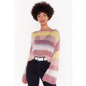 NWT Nasty gal Laguna Stripe Crop Sweater Size M